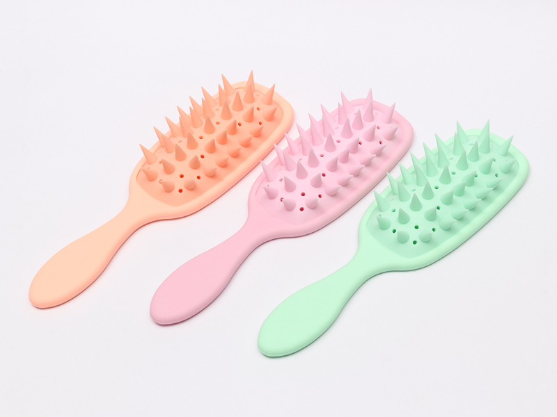 Escova desembaraçadora de silicone para massagem na cabeça