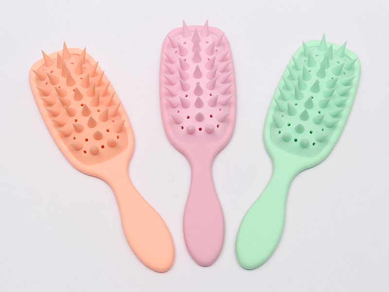 Escova desembaraçadora de silicone para massagem na cabeça