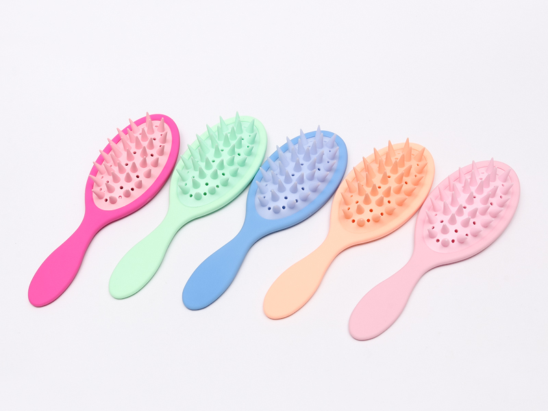 Escova desembaraçadora de silicone para massagem na cabeça