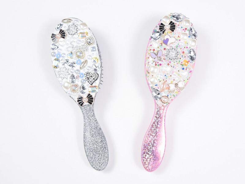 Escova de cabelo oval para desembaraçar jóias Bling