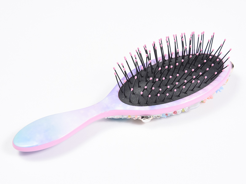 Escova de cabelo oval para desembaraçar jóias Bling