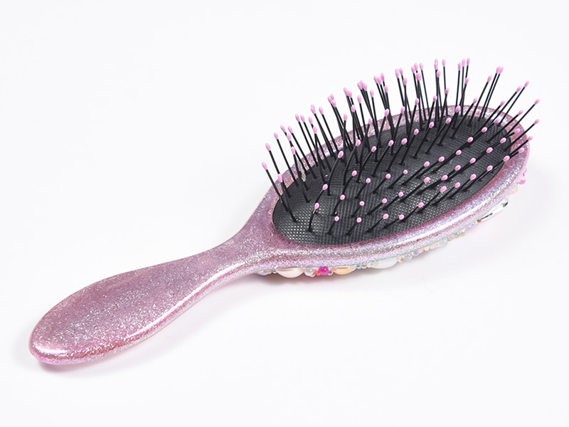 Escova de cabelo oval para desembaraçar jóias Bling