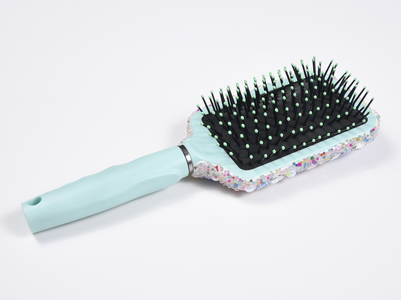 Escova de cabelo oval para desembaraçar jóias Bling