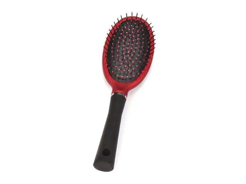 Escova de cabelo plástica com revestimento de borracha
