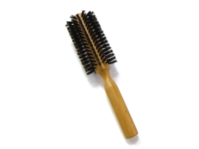 Escova redonda de estilo de cabelo com cerdas de javali de bambu