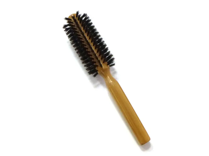 Escova redonda de estilo de cabelo com cerdas de javali de bambu