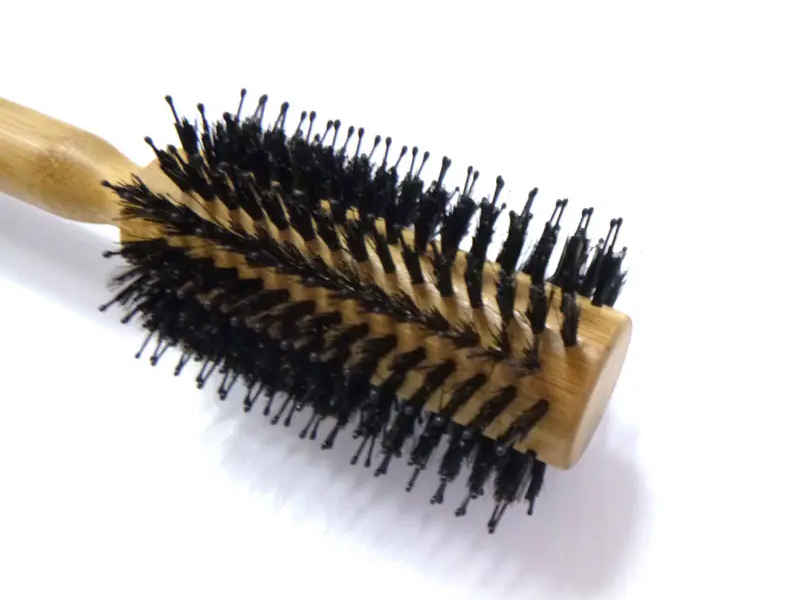 Escova redonda de estilo de cabelo com cerdas de javali de bambu