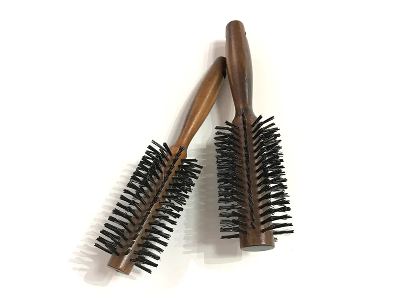 Escova de cabelo sintética redonda com tintura de cerdas de bambu