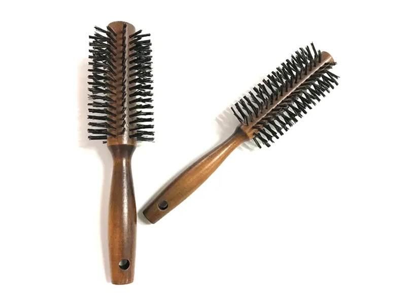Escova de cabelo sintética redonda com tintura de cerdas de bambu