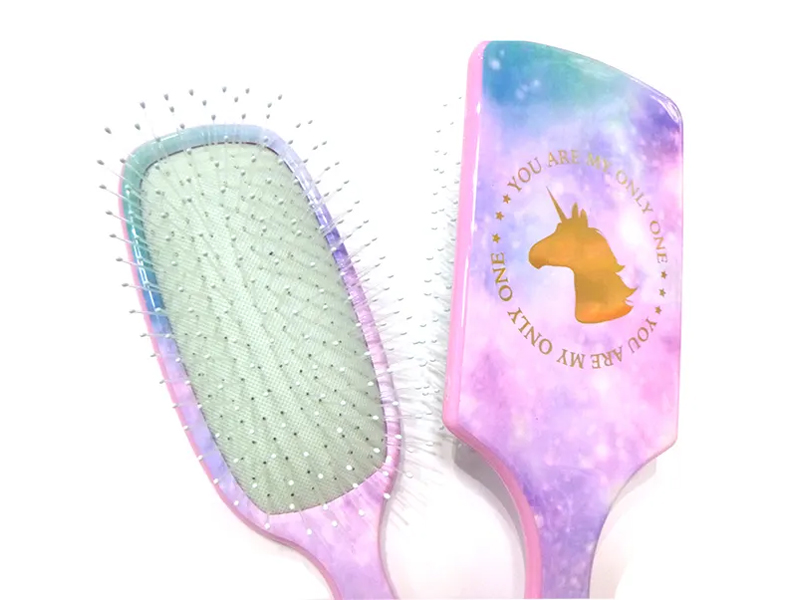 Escova de cabelo de plástico colorida Sparkle Unicorns