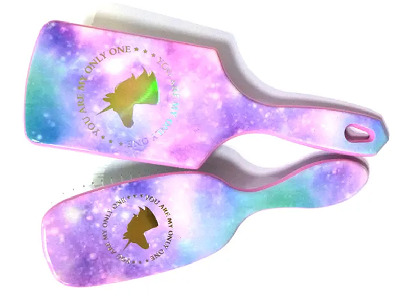Escova de cabelo de plástico colorida Sparkle Unicorns