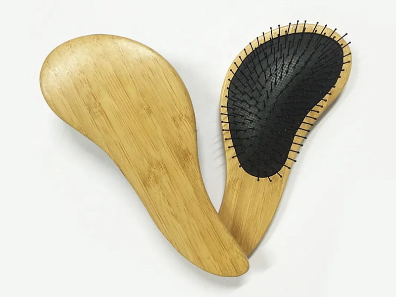 Escova de cabelo com almofada para desembaraçar bambu