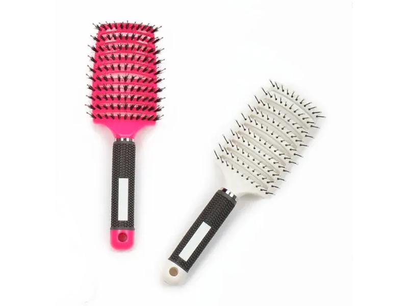 Escova de cabelo plástica para massagem no couro cabeludo