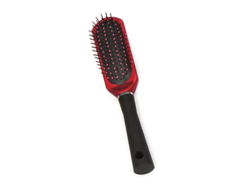 Conjunto de almofada de plástico com revestimento de borracha e escova de cabelo para ventilação