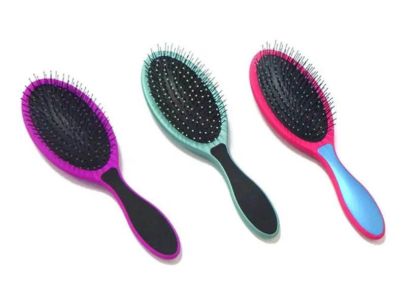 Escova de cabelo oval preta oval multicolorida 360 emaranhada Denman
