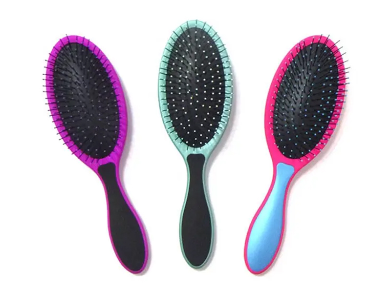 Escova de cabelo oval preta oval multicolorida 360 emaranhada Denman