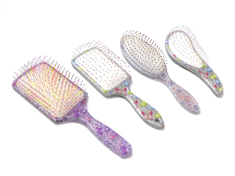 Mini escova de cabelo desembaraçadora de plástico de toque suave