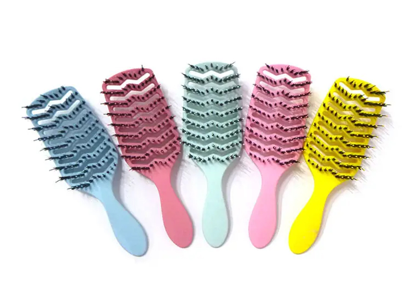 Escova curvada para extensão de cabelo com pá de ventilação