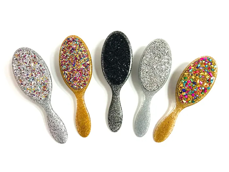 Escova de cabelo de plástico oval para joias com alça