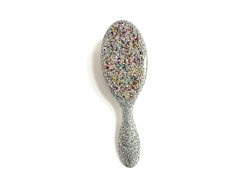Escova de cabelo de plástico oval para joias com alça