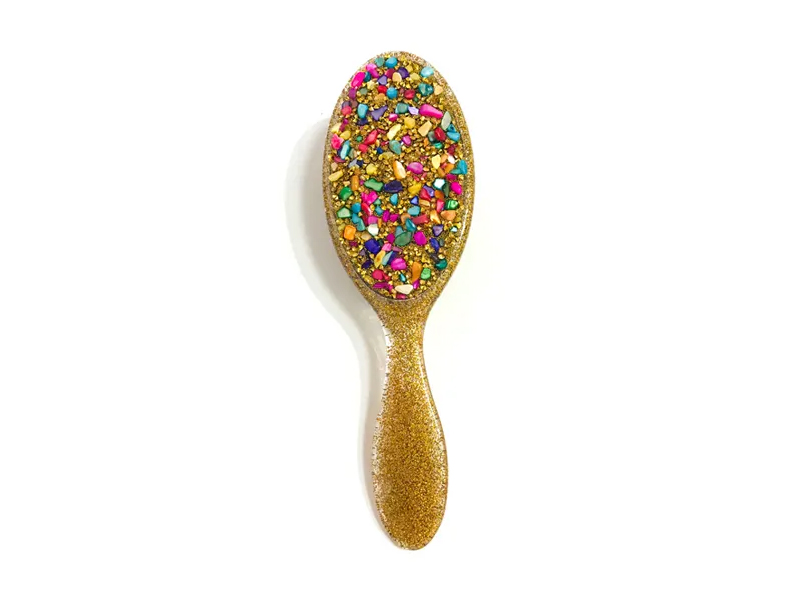 Escova de cabelo de plástico oval para joias com alça