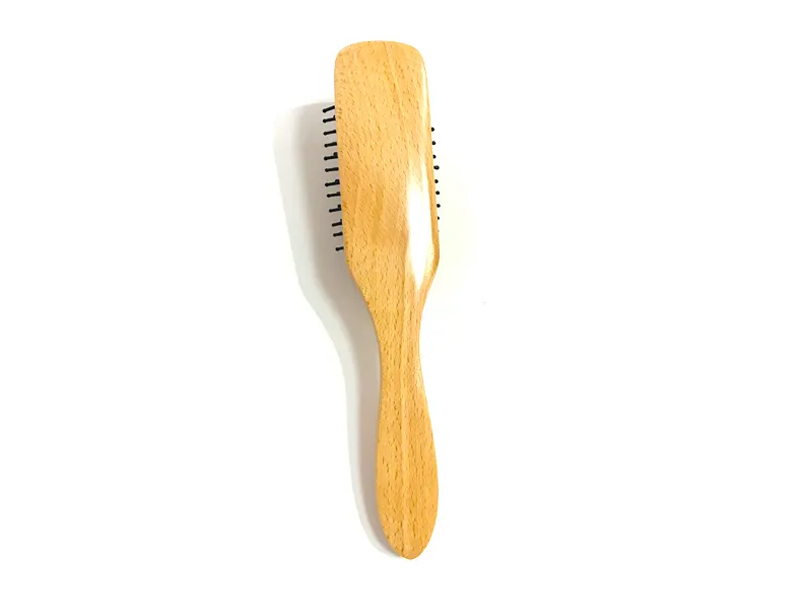 Escova de cabelo com almofada de madeira natural