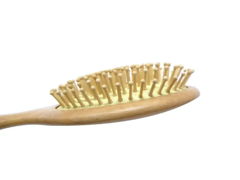 Escova de cabelo oval de cerdas de javali para desembaraçar madeira