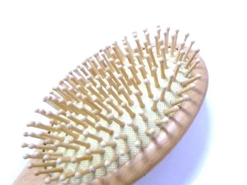 Escova de cabelo oval de cerdas de javali para desembaraçar madeira