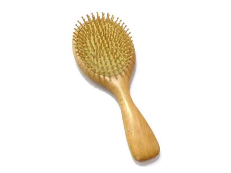 Escova de cabelo oval de cerdas de javali para desembaraçar madeira