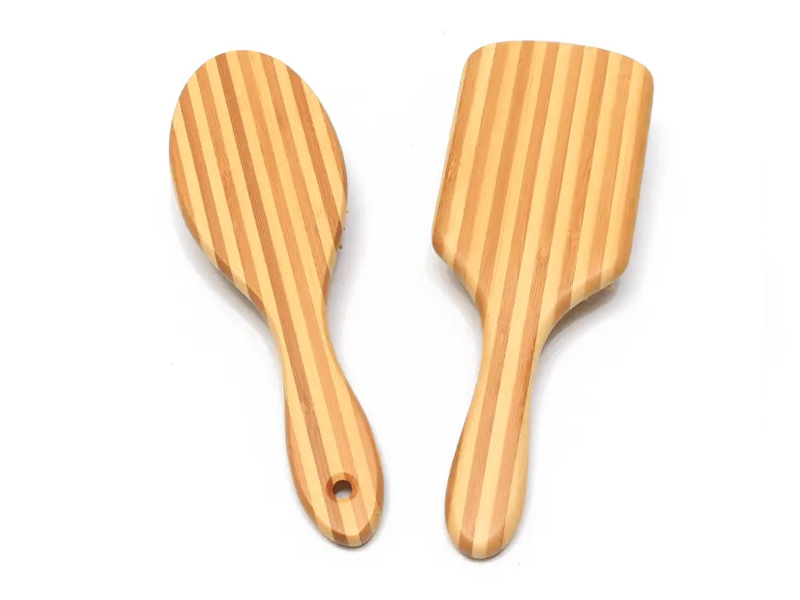 Escova de cabelo de madeira para produtos de massagem no couro cabeludo de bambu